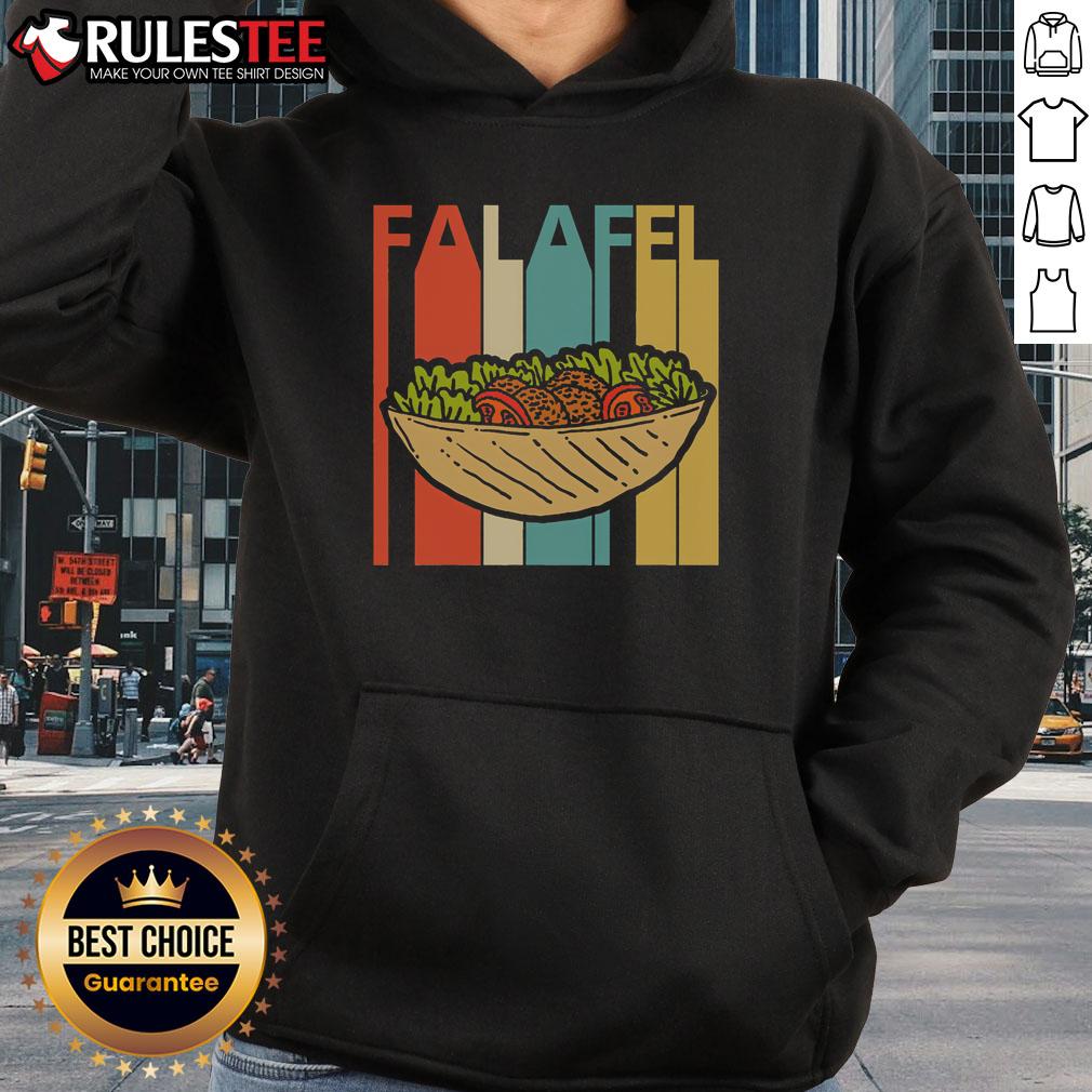 Awesome vintage retro falafel hoodie design featuring bold colors and a unique graphic, perfect for food lovers.