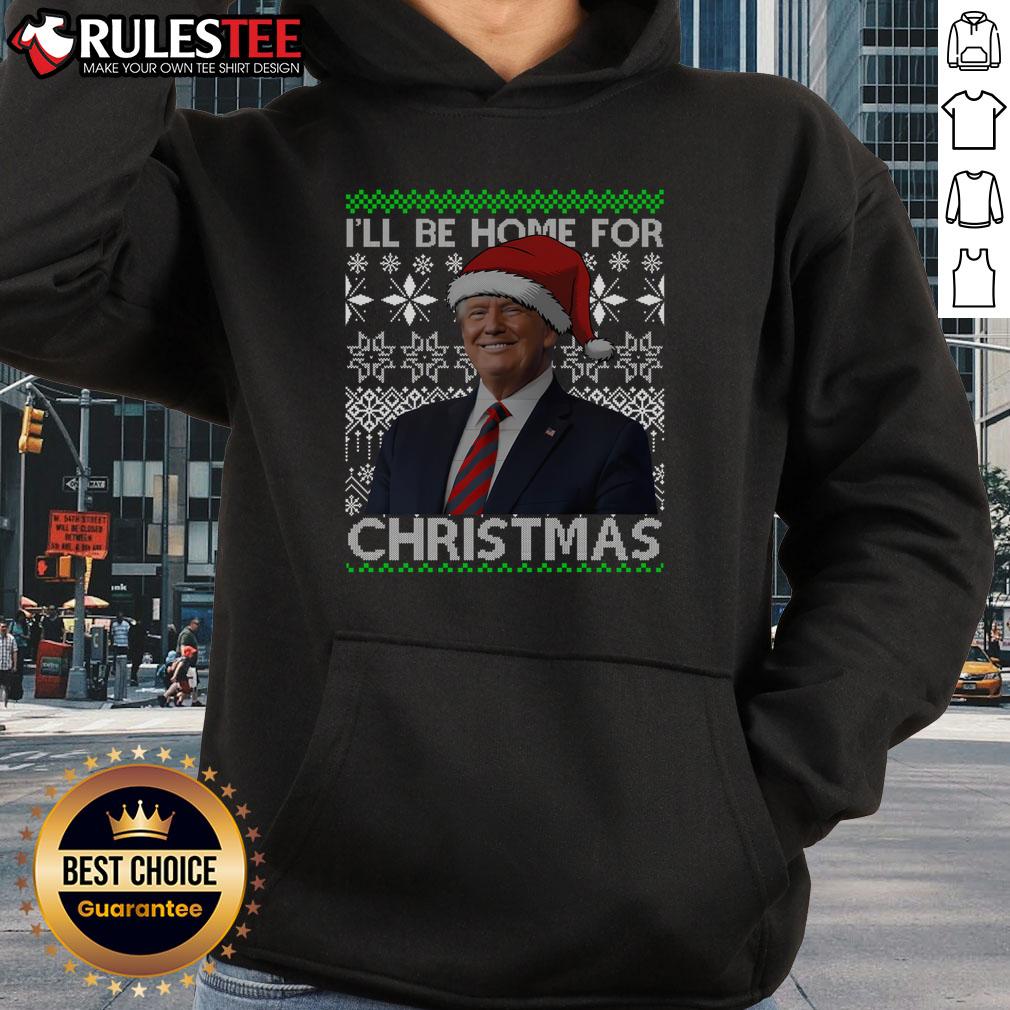 Awesome Vintage Santa Hat Trump I'll Be Home For Christmas 2024 Hoodie, festive design perfect for holiday celebrations.