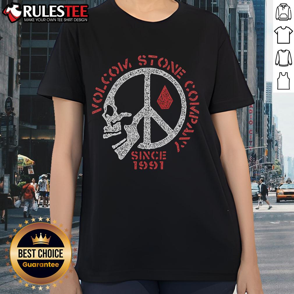 Alt Text: Awesome Volcon Stone Company Skull Ladies Tee, established 1991, featuring a stylish skull graphic for women.