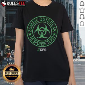 Awesome Z-Ops Zombie Outbreak Response Team Ladies Tee featuring a stylish design for zombie fans and enthusiasts.