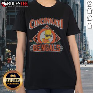 Buce The Simpsons Bart X Cincinnati Bengals Ladies Tee featuring vibrant graphics and team colors for fans.