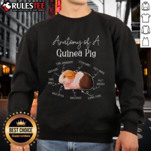 Adorable Cute Anatomy of a Guinea Pig sweatshirt design featuring colorful illustrations of guinea pig anatomy.