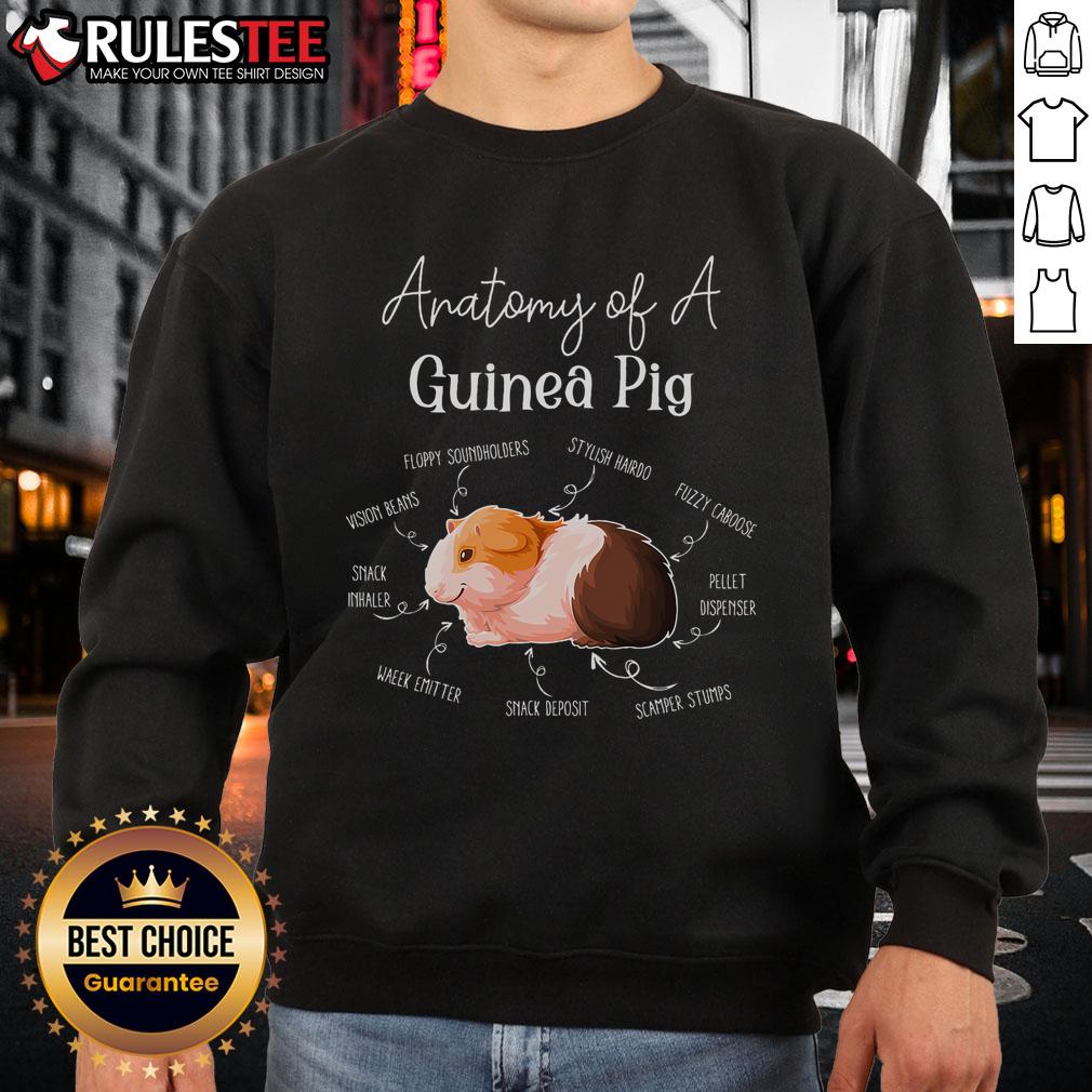 Adorable Cute Anatomy of a Guinea Pig sweatshirt design featuring colorful illustrations of guinea pig anatomy.
