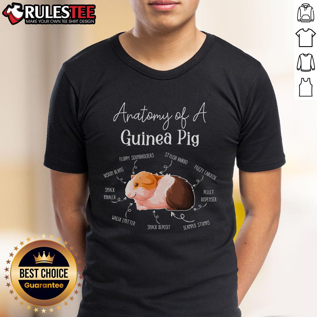 Alt Text: Cute Anatomy Of A Guinea Pig T-Shirt featuring a colorful illustration of guinea pig anatomy on a soft fabric.