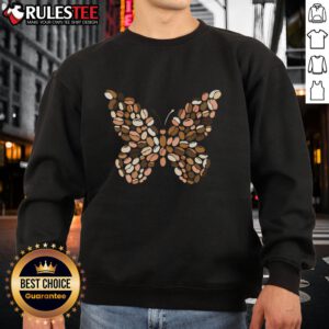 Cute butterfly wing design on a cozy coffee sweatshirt, perfect for casual wear and nature lovers.