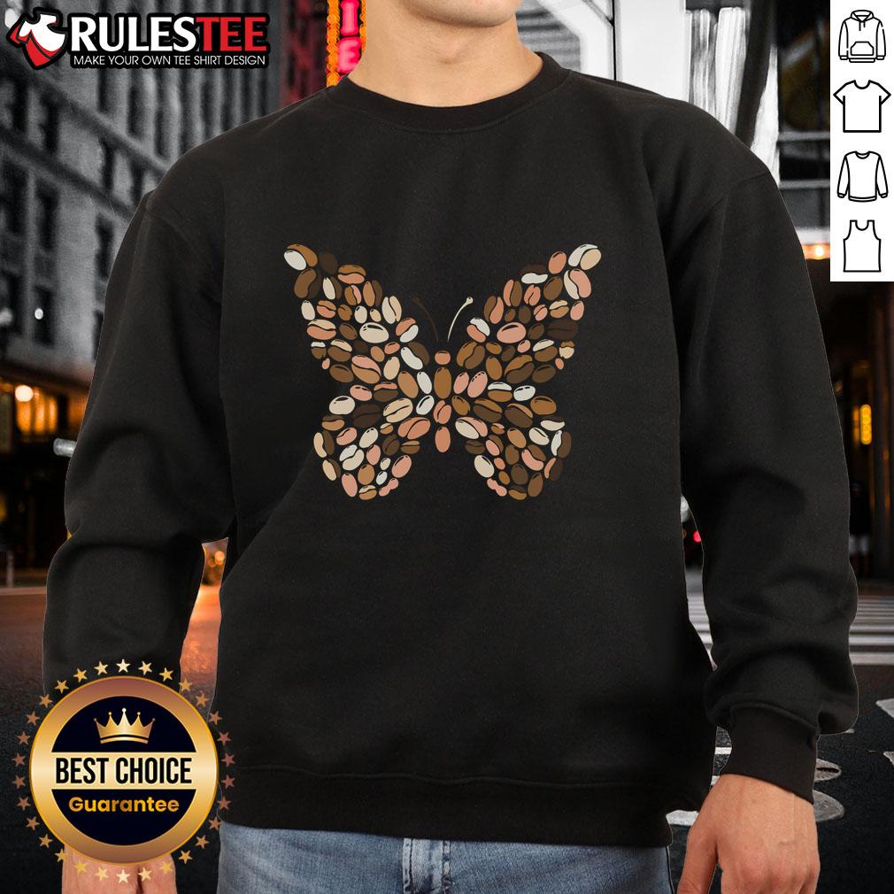 Cute butterfly wing design on a cozy coffee sweatshirt, perfect for casual wear and nature lovers.