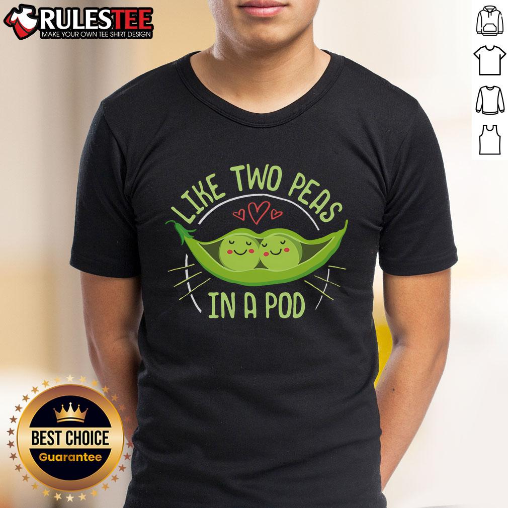 Adorable T-shirt featuring 'Two Peas In A Pod' idiom with cute pea pod design, perfect for friends and family gifts.