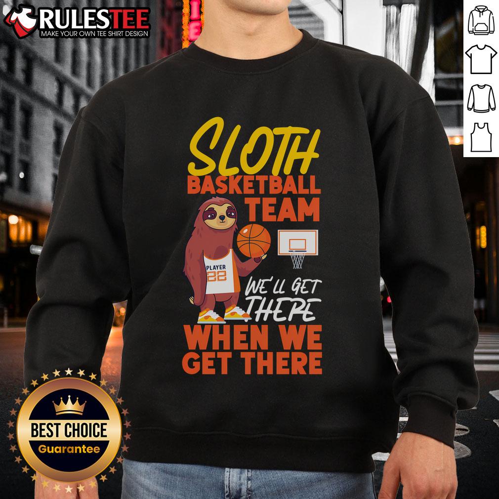 Sloth wearing a basketball jersey on a sweatshirt, perfect for fans of basketball and sloths. Good Basketball Bball design.