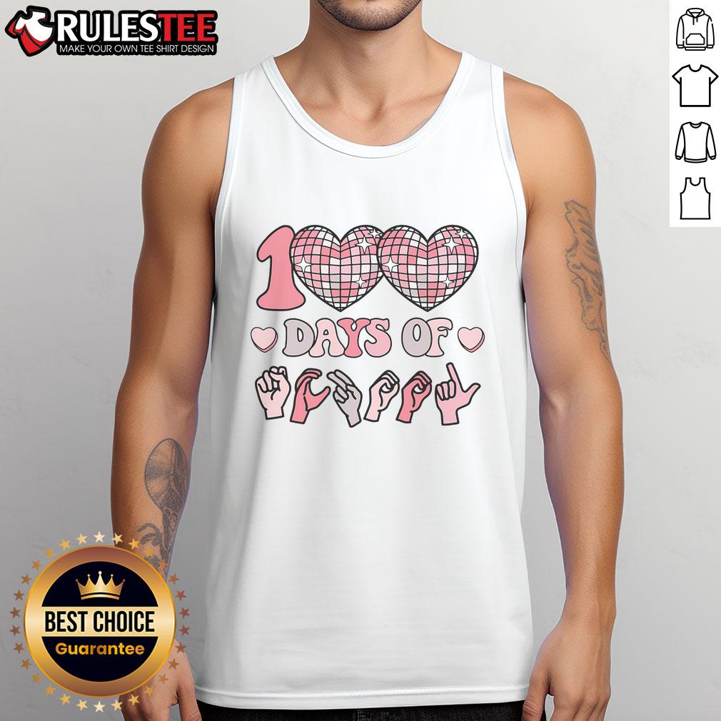 Awesome 100 Days of School disco dancing tank top featuring colorful graphics and fun design for kids' celebrations.