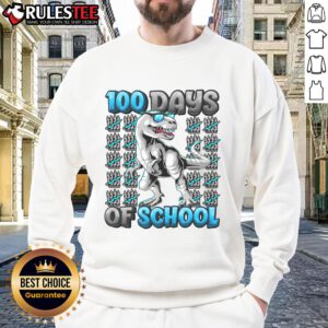 Awesome 100 Days of School T-Rex Tyrannosaurus sweatshirt featuring a colorful dinosaur design, perfect for kids' celebrations.