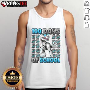 Awesome 100 Days of School T-Rex Tyrannosaurus tank top for kids, featuring a fun dinosaur design perfect for school celebrations.