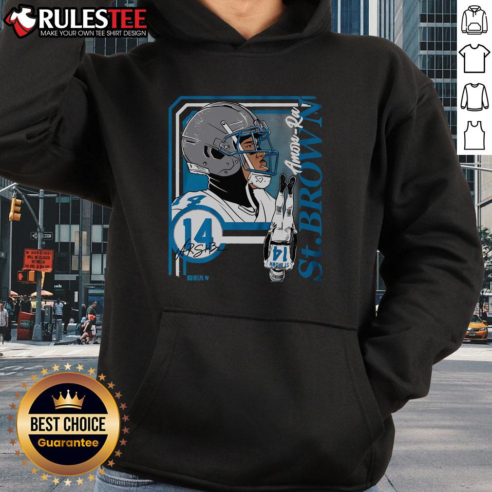 Awesome Amon Ra St Brown collage frame hoodie featuring vibrant designs and bold colors for sports fans.