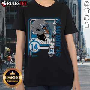 Awesome Amon Ra St Brown collage frame ladies tee showcasing vibrant designs and stylish graphics for fashion-forward fans.