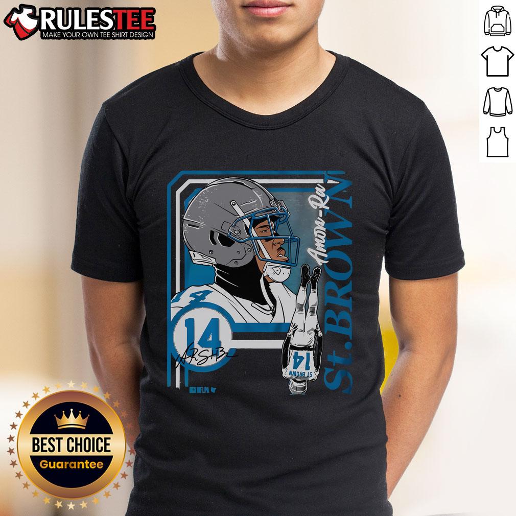 Awesome Amon-Ra St Brown Collage Frame T-Shirt showcasing vibrant graphics of the football star in a stylish design.