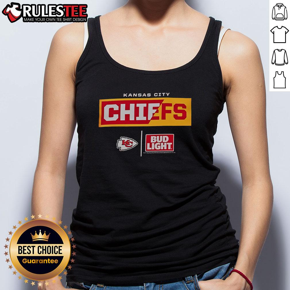 Awesome Bud Light Kansas City Chiefs team tank top featuring bold team colors and logo, perfect for game day wear.