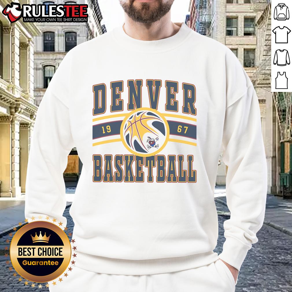 Vintage 1967 Awesome Denver Basketball sweatshirt featuring classic design and vibrant colors, perfect for sports fans.
