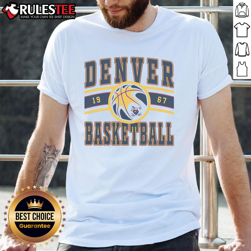 Awesome Denver Basketball 1967 T-Shirt featuring vintage design and bold graphics, perfect for sports enthusiasts.