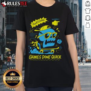 Awesome GDQ Hurry Skater Skull Ladies Tee featuring a stylish skull graphic perfect for skate enthusiasts and fashion lovers.