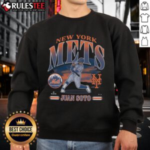Awesome Juan Soto New York Mets sweatshirt showcasing vibrant team colors and stylish design for fans.