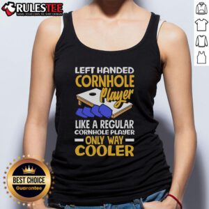 Awesome left-handed cornhole player wearing a cool tank top, showcasing unique skills in a vibrant outdoor setting.