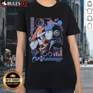 Awesome Mega Man Loading Ladies Tee featuring a vibrant graphic of Mega Man in action, perfect for gaming enthusiasts.