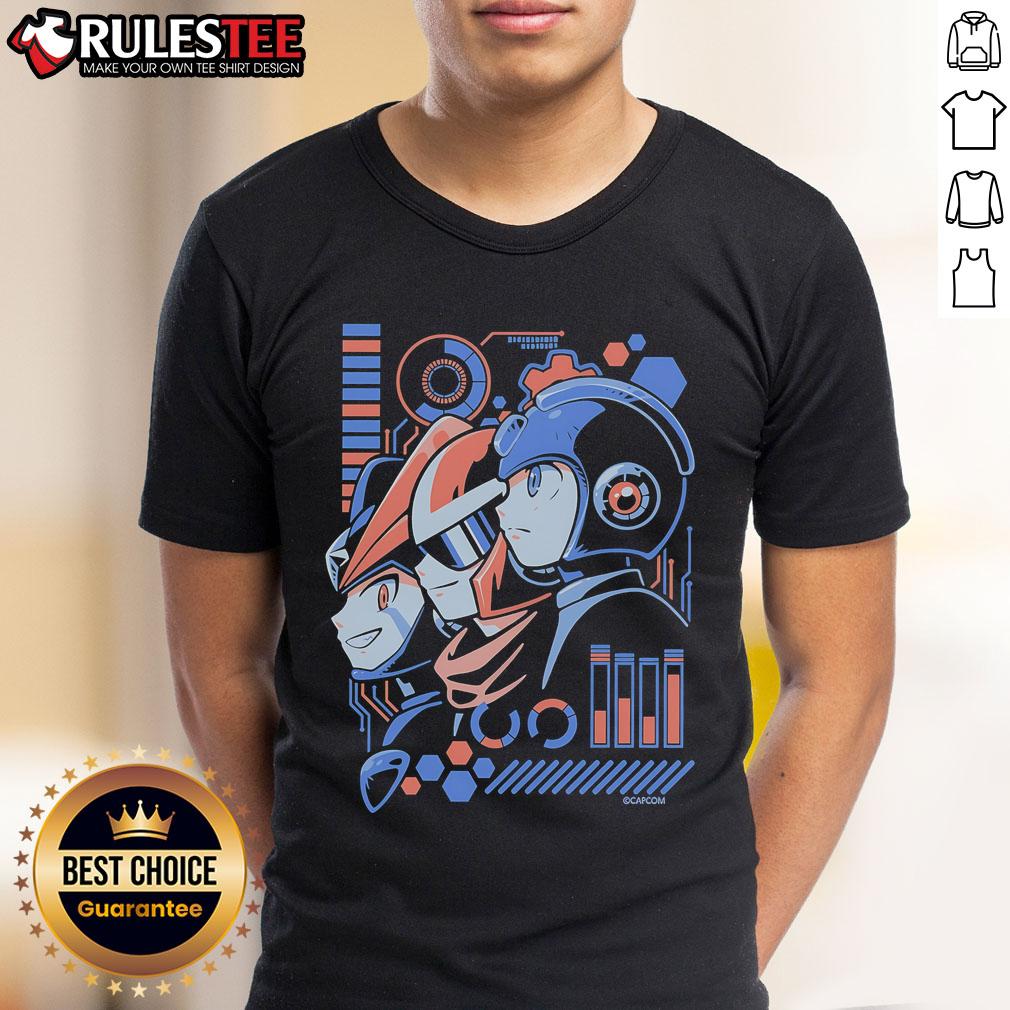 Awesome Mega Man Loading T-Shirt featuring a vibrant graphic of Mega Man in a retro gaming style for gamers.