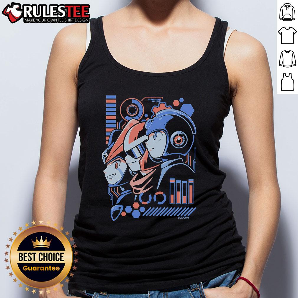 Awesome Mega Man loading tank top featuring vibrant graphics and a stylish design for fans of retro gaming fashion.