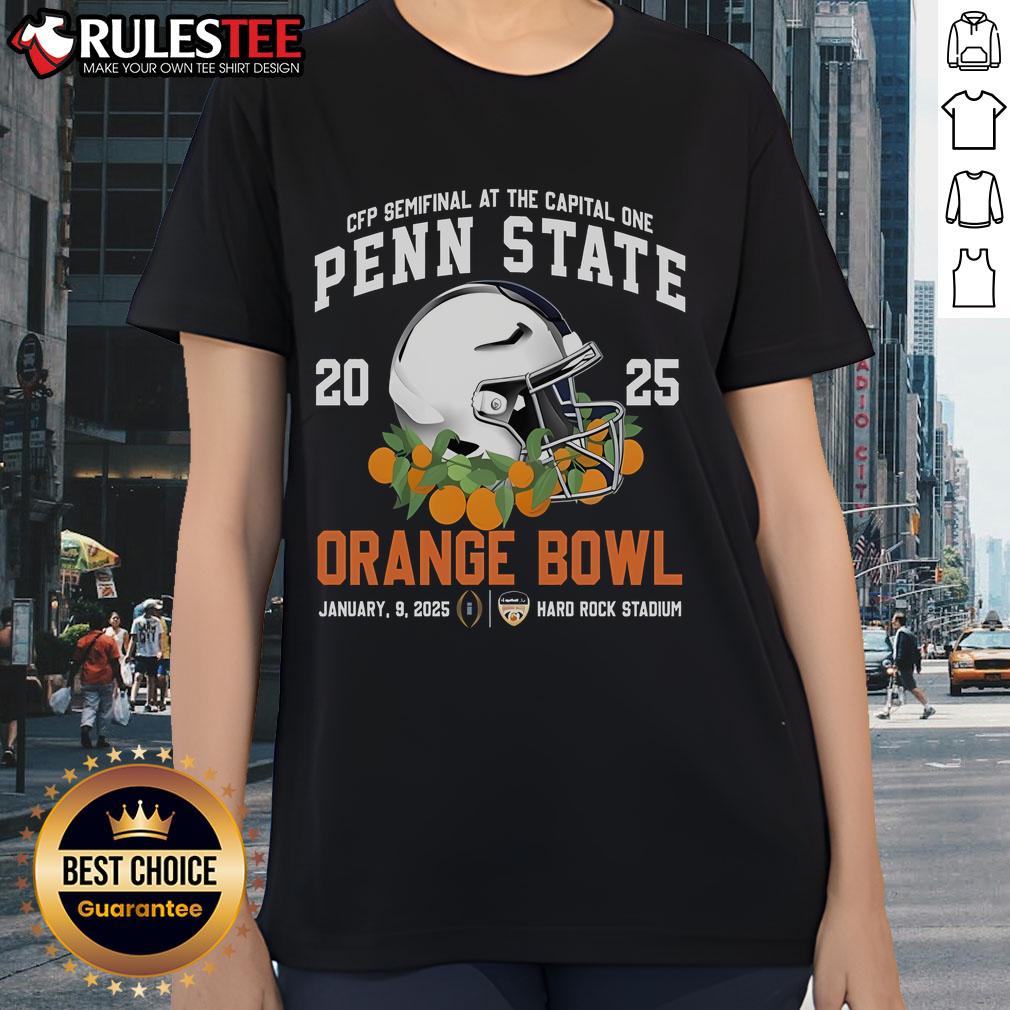 Awesome Penn State 2025 Orange Bowl New Edition Ladies Tee featuring vibrant graphics and comfortable fit for fans.