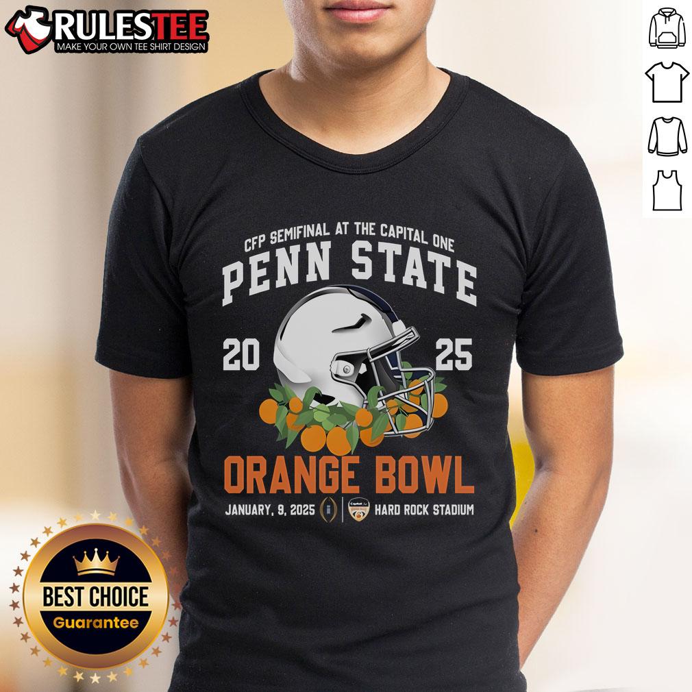Alt Text: Awesome Penn State 2025 Orange Bowl New Edition T-Shirt featuring team colors and logo for fans.