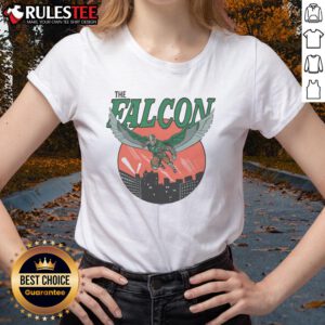 Awesome Sam Wilson The Falcon ladies tee featuring a vibrant graphic design and comfortable fit for fans of the superhero.