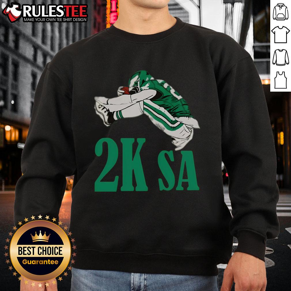 Awesome Saquon Barkley 2K player sweatshirt featuring vibrant graphics and comfortable fit, perfect for sports fans.