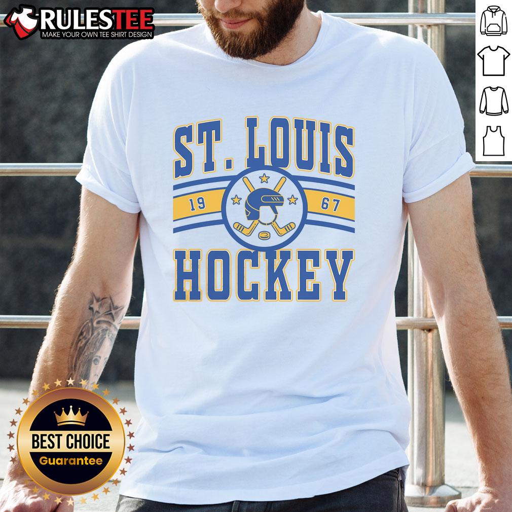 Alt Text: Awesome St Louis Hockey 1967 T-Shirt featuring vintage design and team colors for fans and collectors.
