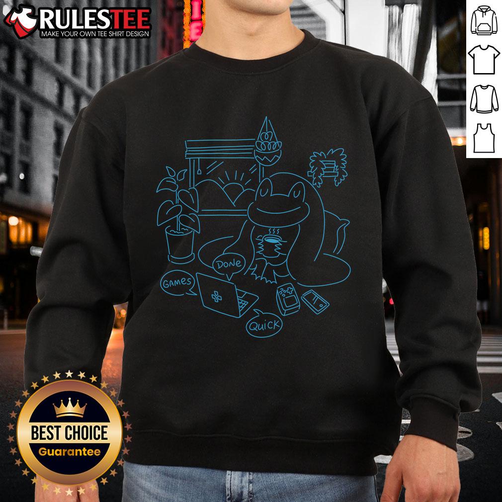 Cute GDQ home frog sweatshirt featuring a playful frog design, perfect for cozy casual wear.