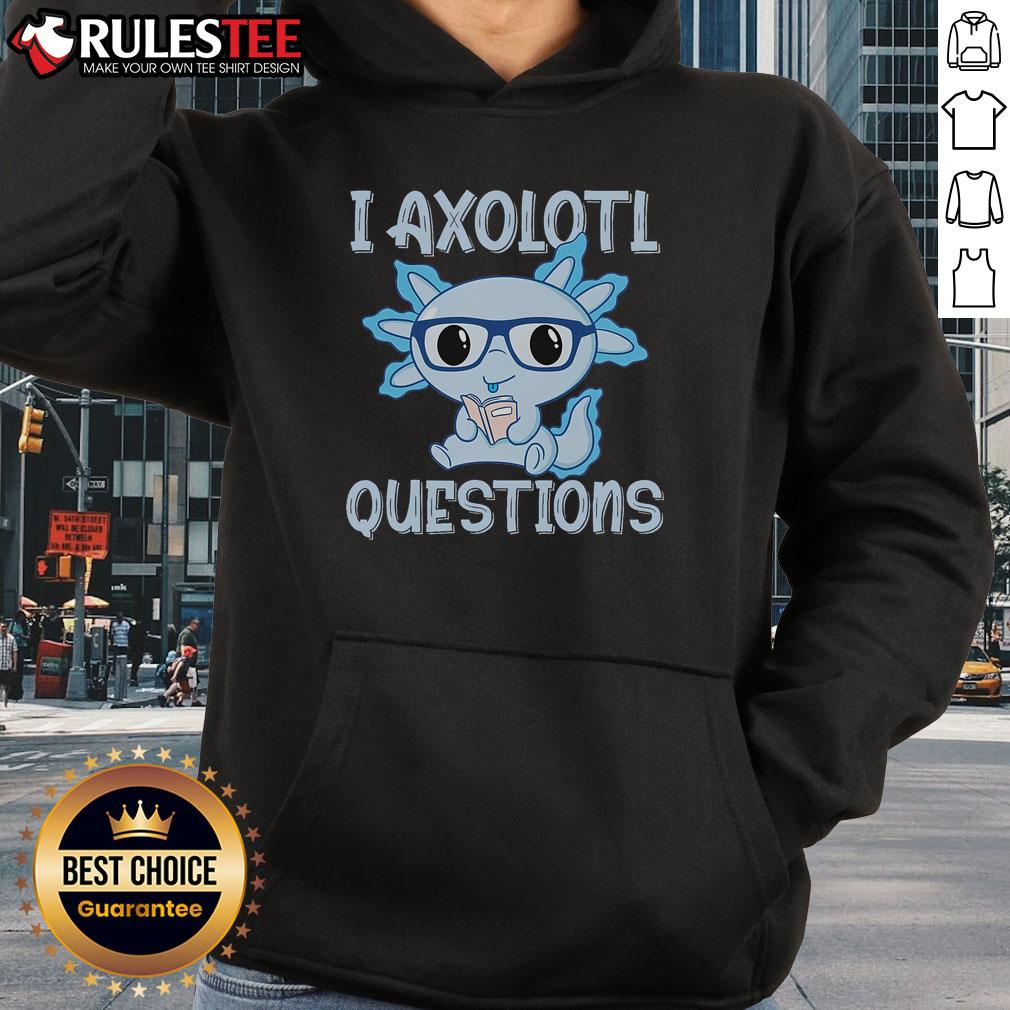 Alt Text: Cute axolotl reading a book while wearing a cozy hoodie, perfect for axolotl lovers and fans of adorable aquatic creatures.