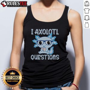 Alt Text: Cute axolotl reading a book while wearing a tank top, showcasing playful personality and charm of these adorable creatures.