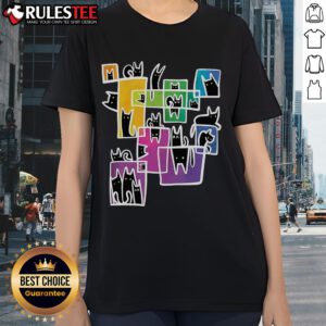 Alt Text: Cute kitty warp cat ladies tee featuring an adorable cat design, perfect for cat lovers and stylish outfits.