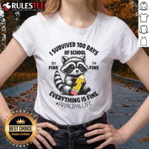 Cute raccoon wearing a I Survived 100 Days of School tee, perfect for celebrating school milestones in style.