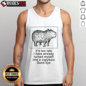Alt Text: Funny tank top featuring a capybara design, perfect for animal lovers and quirky fashion enthusiasts.
