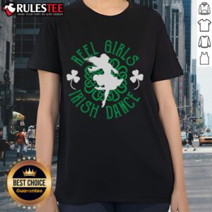 Alt Text: Funny Irish step dancer performing a lively reel, showcasing vibrant Irish dance moves in a colorful tee.