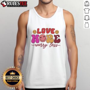 Good Love More Worry Less Valentine's Day tank top featuring a stylish design ideal for celebrating love and fashion.
