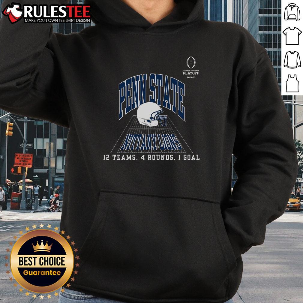 Official College Football Playoff 2025 Penn State Team Hoodie displayed on a mannequin, showcasing team colors and logo.