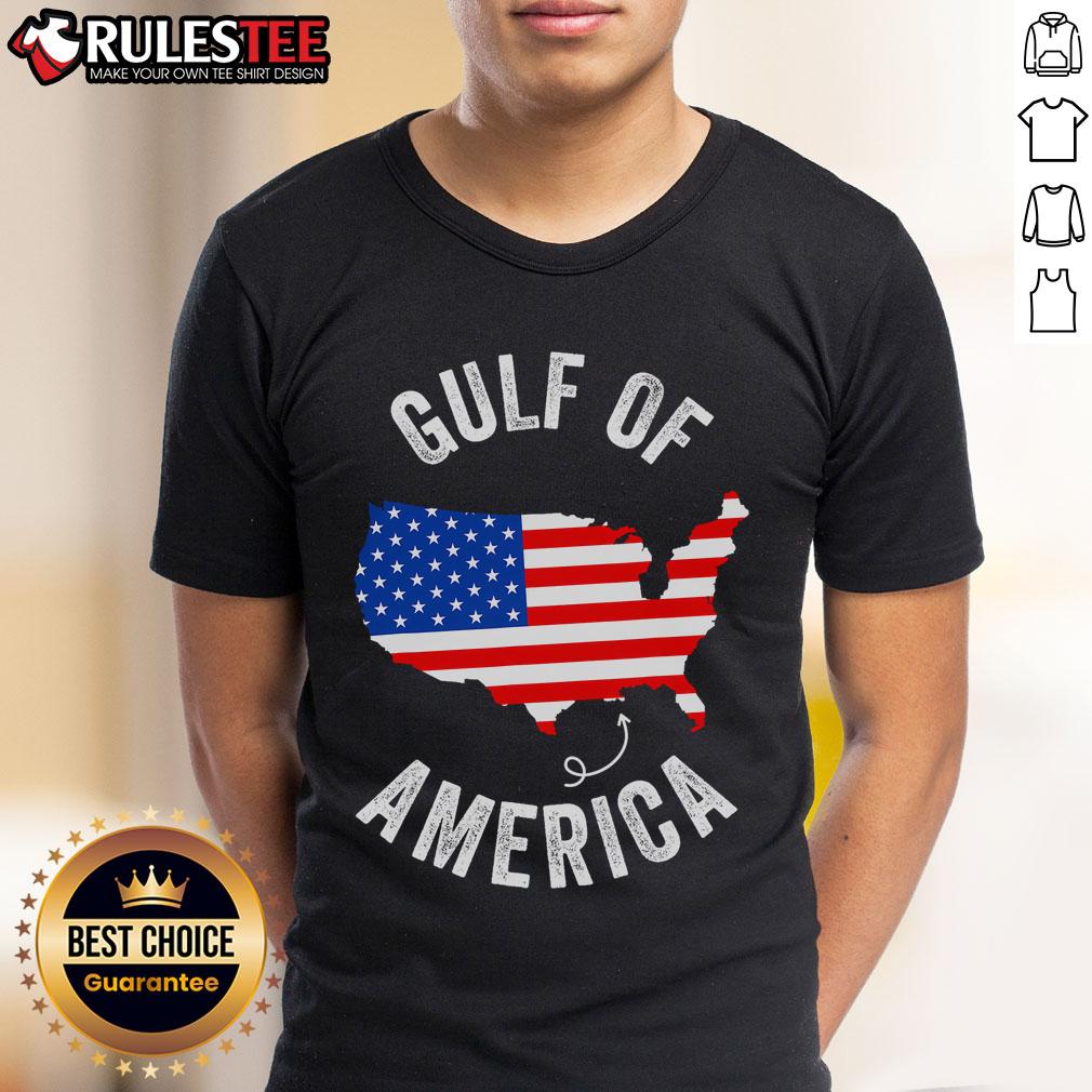 Funny Gulf of Mexico USA flag map t-shirt design featuring vibrant colors and playful graphics, perfect for coastal enthusiasts.