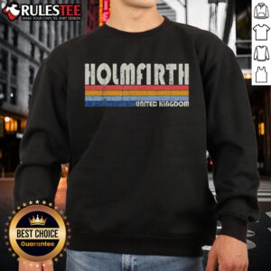 Alt Text: Retro vintage sweatshirt featuring Top Holmfirth United Kingdom design, perfect for casual wear and nostalgia.