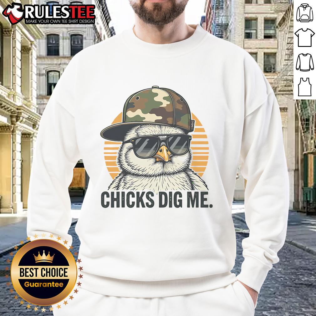 Awesome Chicks Dig Me Easter sweatshirt featuring a fun design with vibrant colors, perfect for spring celebrations.