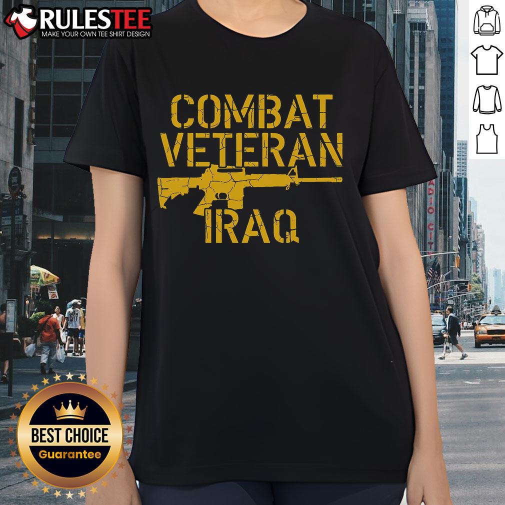 Awesome Combat Veteran Iraq tee for proud American vets, featuring a stylish design perfect for ladies.