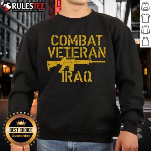 Awesome Combat Veteran Iraq sweatshirt for proud American vets featuring bold graphics and patriotic design.