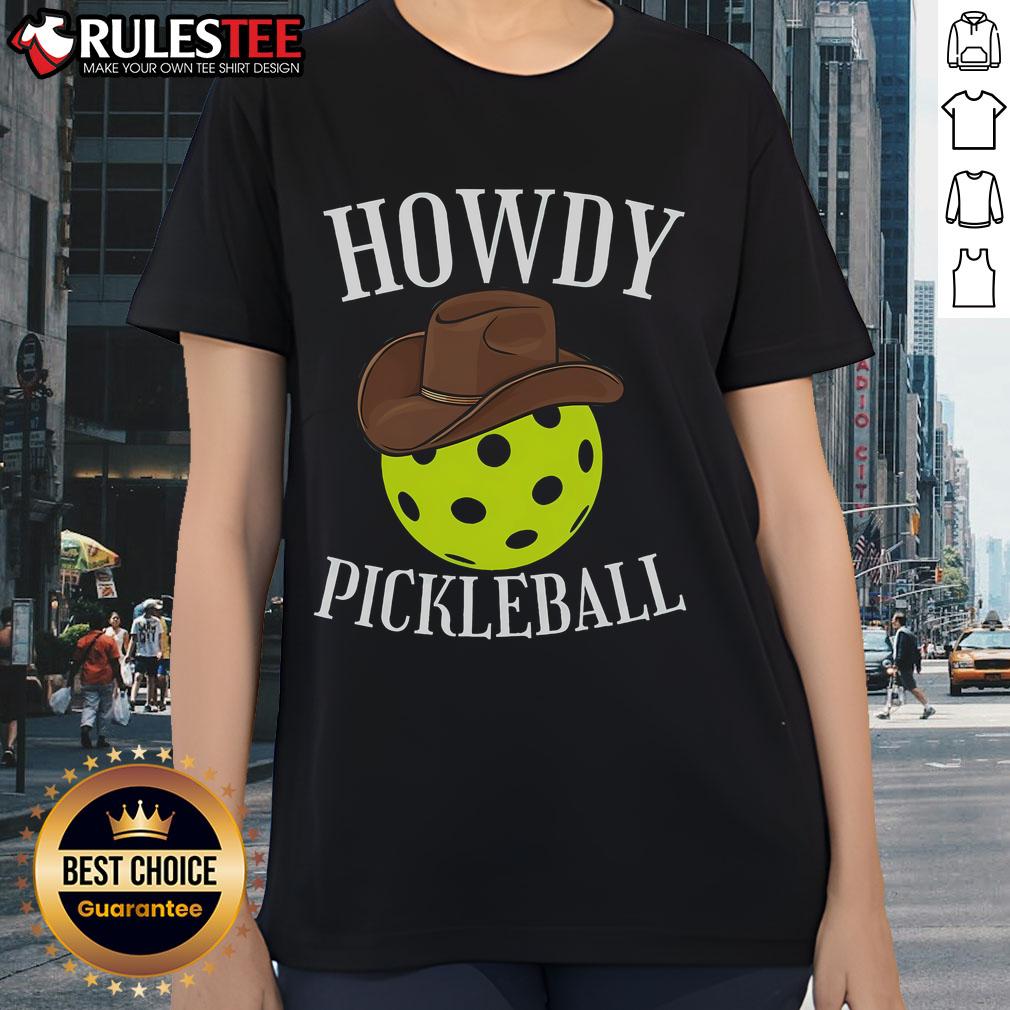Awesome Howdy Pickleball Cowboy Cowgirl Western Tee for ladies, perfect for pickleball lovers and enthusiasts.