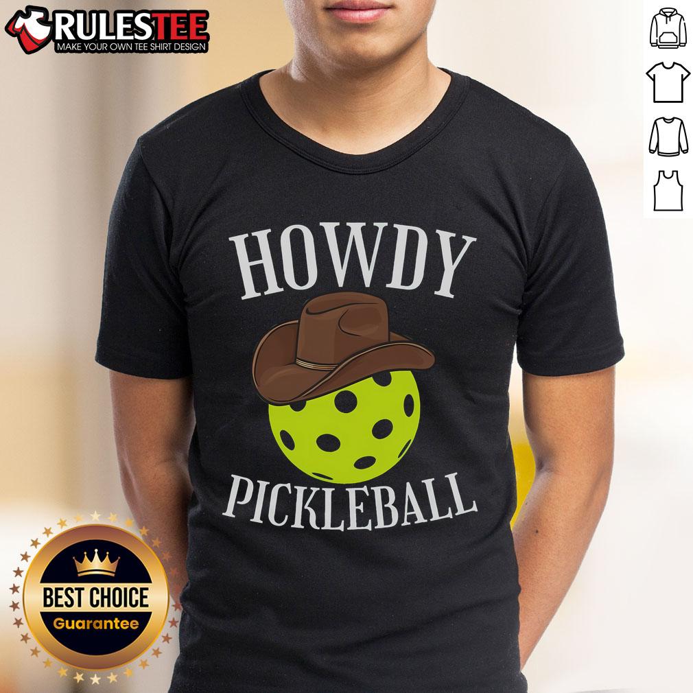 Awesome Howdy Pickleball Cowboy Cowgirl T-Shirt featuring a fun western design for pickleball lovers.