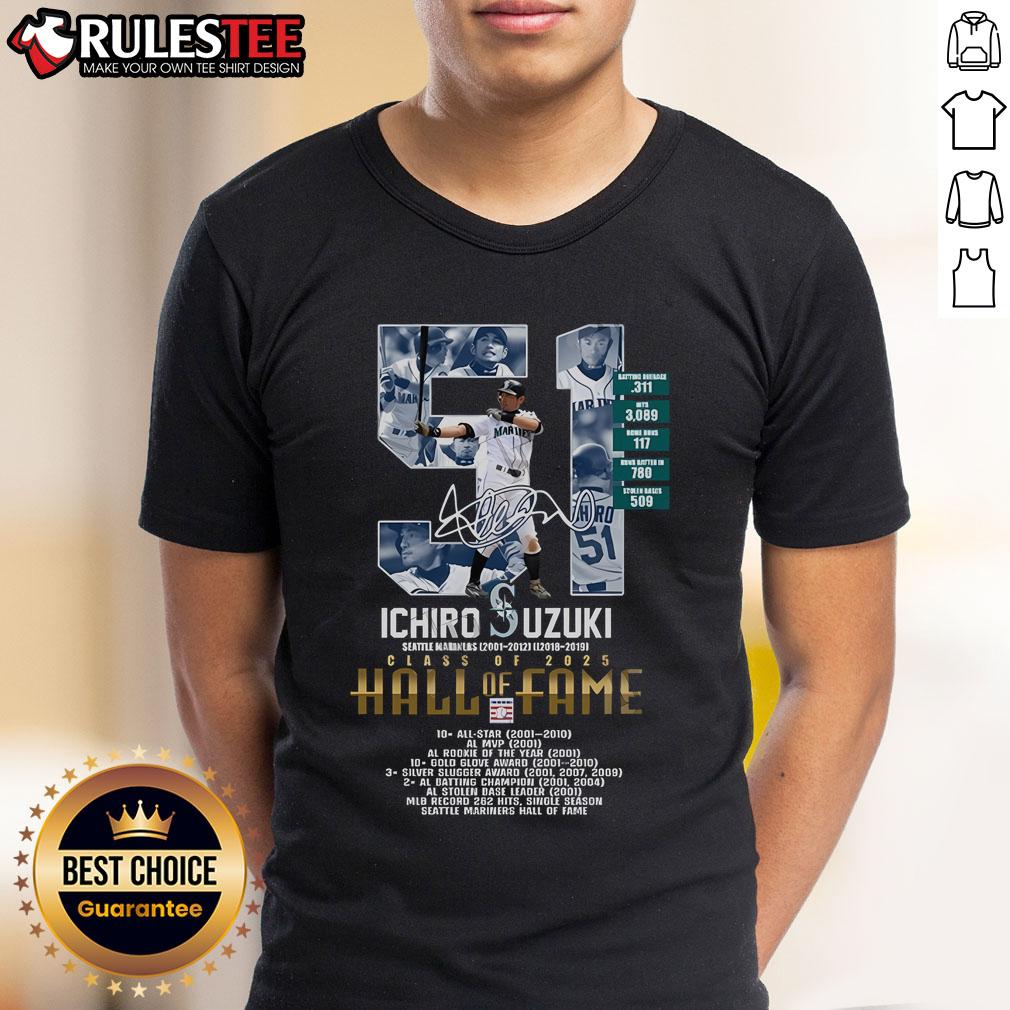 Alt Text: Awesome Ichiro Suzuki Class Of 2025 Hall Of Fame T-Shirt featuring a bold design celebrating the baseball legend.