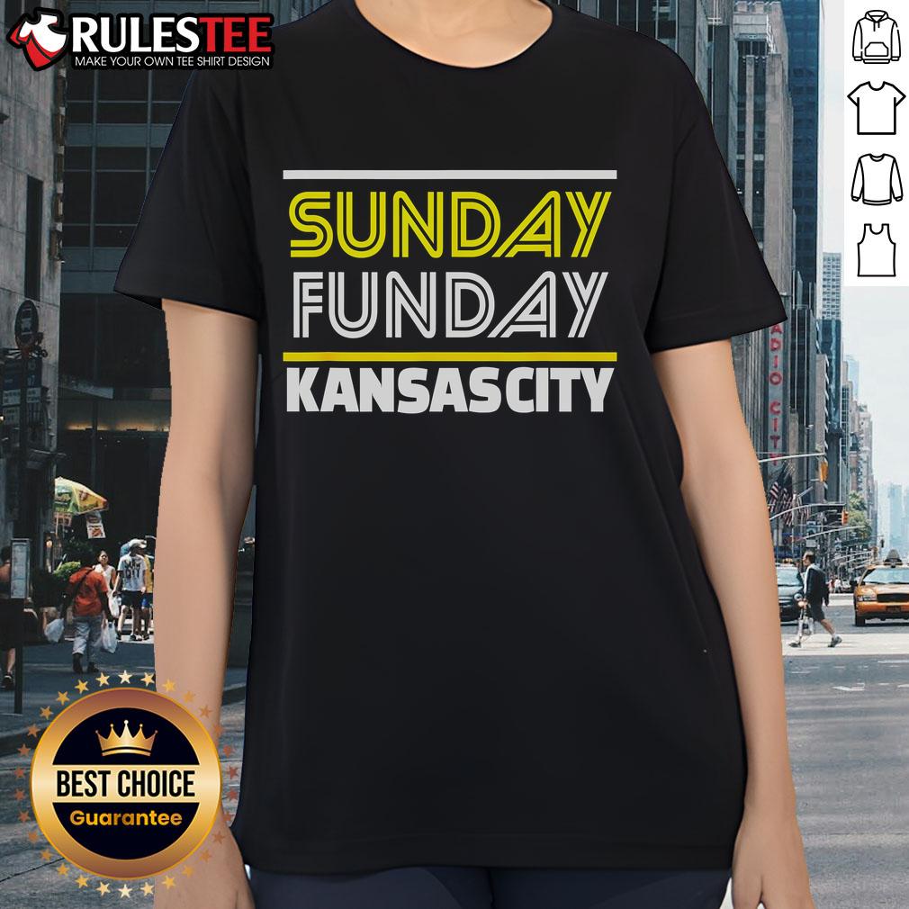 Stylish Awesome Kansas City Sunday Funday ladies tee featuring vibrant colors and a trendy design for casual outings.